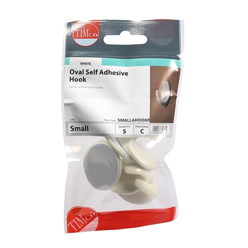 Timco - Oval Self-Adhesive Hooks - Small (Size 37.5 x 28.0 - 5 Pieces)