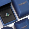 thumbnail image 5 of Gem Stone King 925 Sterling Silver Persian Blue Moissanite Green Nano Emerald and White Lab Grown Diamond Ring for Women (1.53 Cttw, Heart Shape 6MM, Gemstone Birthstone, Size 8), 5 of 6