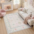 thumbnail image 2 of Fnova 5x7/8x10/9x12 Boho Oushak Area Rug, Colorful Washable Non-Slip Indoor Carpet Oriental Floral, Oeko-Tex Certified, Light Pink, 2 of 14