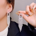 thumbnail image 2 of SZDUDU Fashion Earrings for Women, Gold Statement Rhinestone Crystal Jewelry Needle Hoop Earrings for Women, 2 of 6