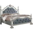 thumbnail image 3 of Best Quality Furniture Gray Velvet 5 Piece Bedroom Set with Bed Posts & Reflective Panels, 2 Nightstands - California King, 3 of 5