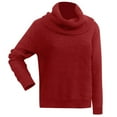 thumbnail image 4 of Arlun Women's Cowl Neck Sparkly Sequin Sweaters Casual Lightweight Solid Color Long Sleeve Knit Pullover Jumper Tops 2026 Fall Winter Soft Comfortable Outfits Red L, 4 of 5