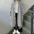 thumbnail image 4 of comerut Women Overcoat Hooded Solid Color Long Sleeves Maxi Length Loose Warm Casual Cardigan Lady Coat for Street, 4 of 8
