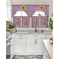thumbnail image 4 of Violet Sunshine Sunflower Swag Kitchen Curtains Sets for Windows 24 Inch Length, Pastoral Bees Farmhouse Floral Short Window Curtain Panels Swags Valances and Tiers 3 Piece Set for Cafe/Dining Room, 4 of 5