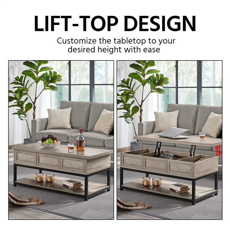 Rustic gray lift top coffee table deals
