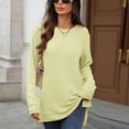 thumbnail image 6 of Aihuaihua Black Long Sleeve Shirt Womens Round Neck Side Split Work Out Shirts Pullover Tunics Tunic Tops Womens Fall Shirts Yellow XXL, 6 of 9