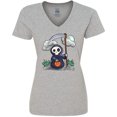 thumbnail image 3 of Inktastic Halloween Trick or Treating Cute Grim Reaper Women's V-Neck T-Shirt, 3 of 5