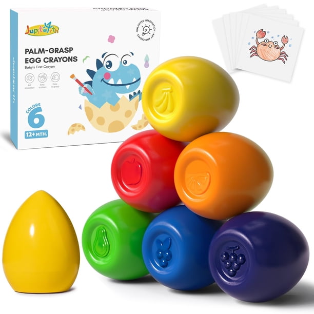 Lápices de huevo JUPITEARTH de 6 colores para niños, no tóxicos, lavables