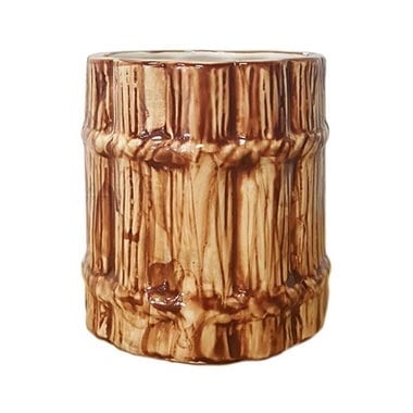 BarConic® Tiki Drinkware, Ceramic Rum Barrel Themed Tiki Mug, 12 Ounces