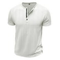 thumbnail image 7 of lkfuzj Men's Henley Shirts Short Sleeve Casual Lightweight Slim Fit Basic Button Muscle T-Shirt Workout Athletic Shirts Running Fitness Tee Tops - White, 7 of 7