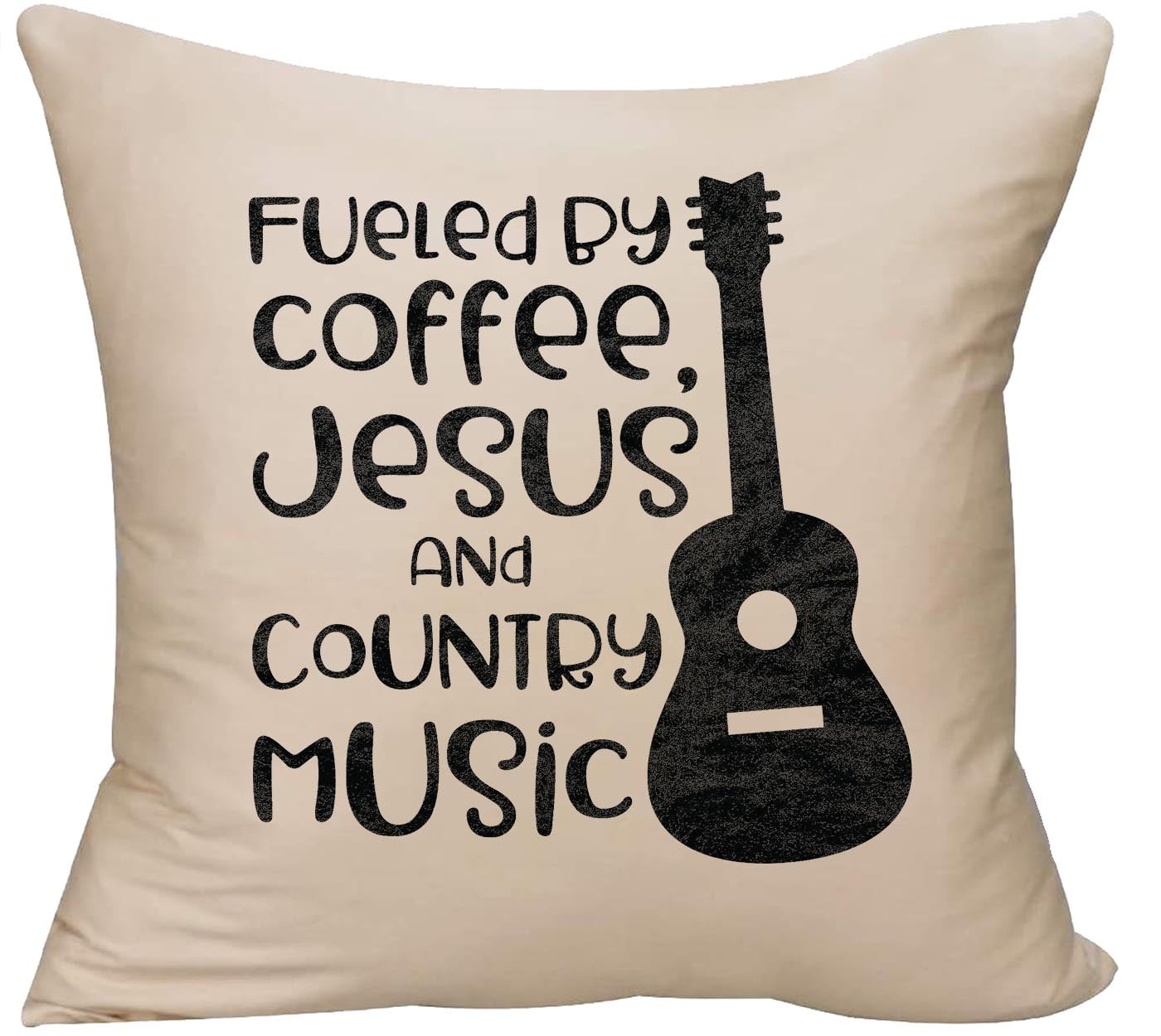 Fueled By Coffee Jesus And Country Music Soul Love Guitar Decorative Throw Pillow Cover 18 X 18 Beige Funny Gift Walmart Com Walmart Com
