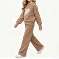 thumbnail image 4 of LvhaoGJOB Little Kids Girls Sweatshirt and Pants Outfit Set, Brown - teddy fleece, 4 of 6