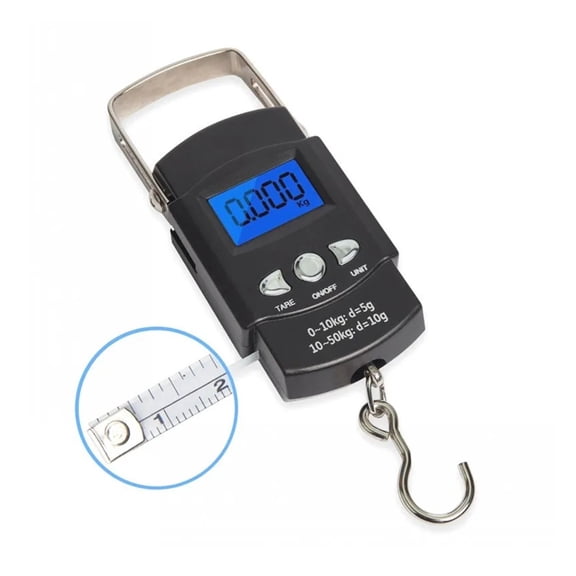 Portable Travel Hanging Fish Scale with Metric Retractable Measuring, LCD Electronic