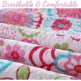 thumbnail image 5 of Cozy Line Mariah Pink Blue Floral Microfiber/Cotton Reversible Quilt Bedding Set, King 3-Piece, 5 of 5