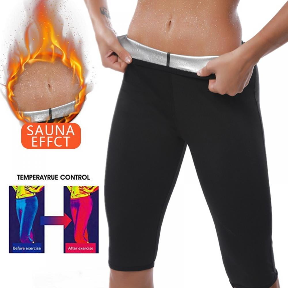 Amazoncom TrainingGirl Women Neoprene Sauna Leggings Sweat Shorts Weight  Loss Workout Running Capris Slimming Compression Thermo Pants Black S   Sports  Outdoors