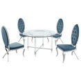 thumbnail image 1 of 5 Piece Dining Set with Circular Glass Table and Silver Stainless Steel Accents, 1 of 4