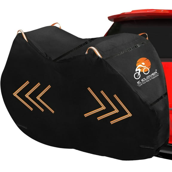 IC ICLOVER Bike Cover for Transport on Rack, 600D Bike Rack Cover for 1 Bikes, Waterproof Outdoor Storage Bicycle Covers for 1 Bikes on Hitch