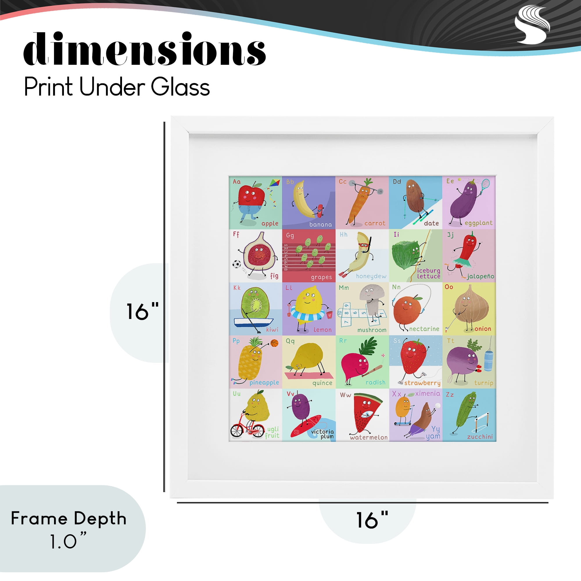 Stupell Industries Sporty Fruit Educational White Framed Print Under Glass, design by Carla Daly