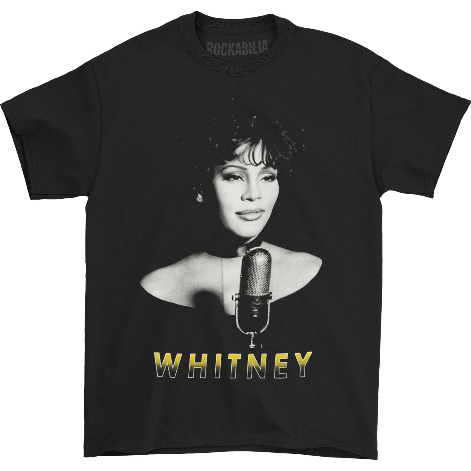 Whitney Houston - Whitney Houston Men's Microphone B&W T-shirt Small ...