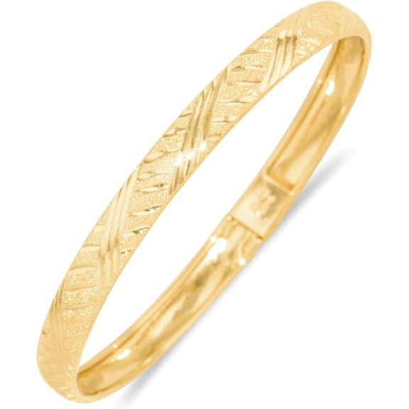 Floreo 10k Yellow Gold 6mm Chevron Satin Finish Textured Flex Bangle Bracelet