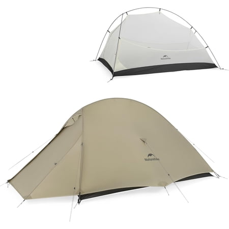 Naturehike 2 Person Tent Lightweight Backpacking Tent with Footprint - Free Standing Ultralight Camping Hiking Backpack Tents, 7.22×5.25ft, Sand
