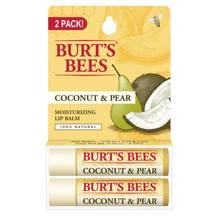 Burt's Bees 100% Natural Moisturizing Lip Balm, Coconut & Pear, 2 Count