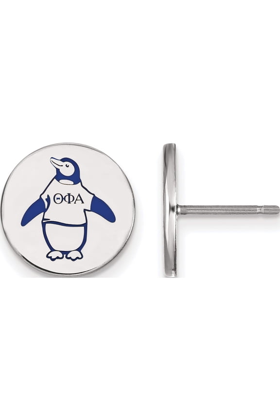 Sterling Silver Rh-Plated Logoart Theta Phi Alpha Enameled Post Earrings (12 X 12) Made In United States ss047tpa