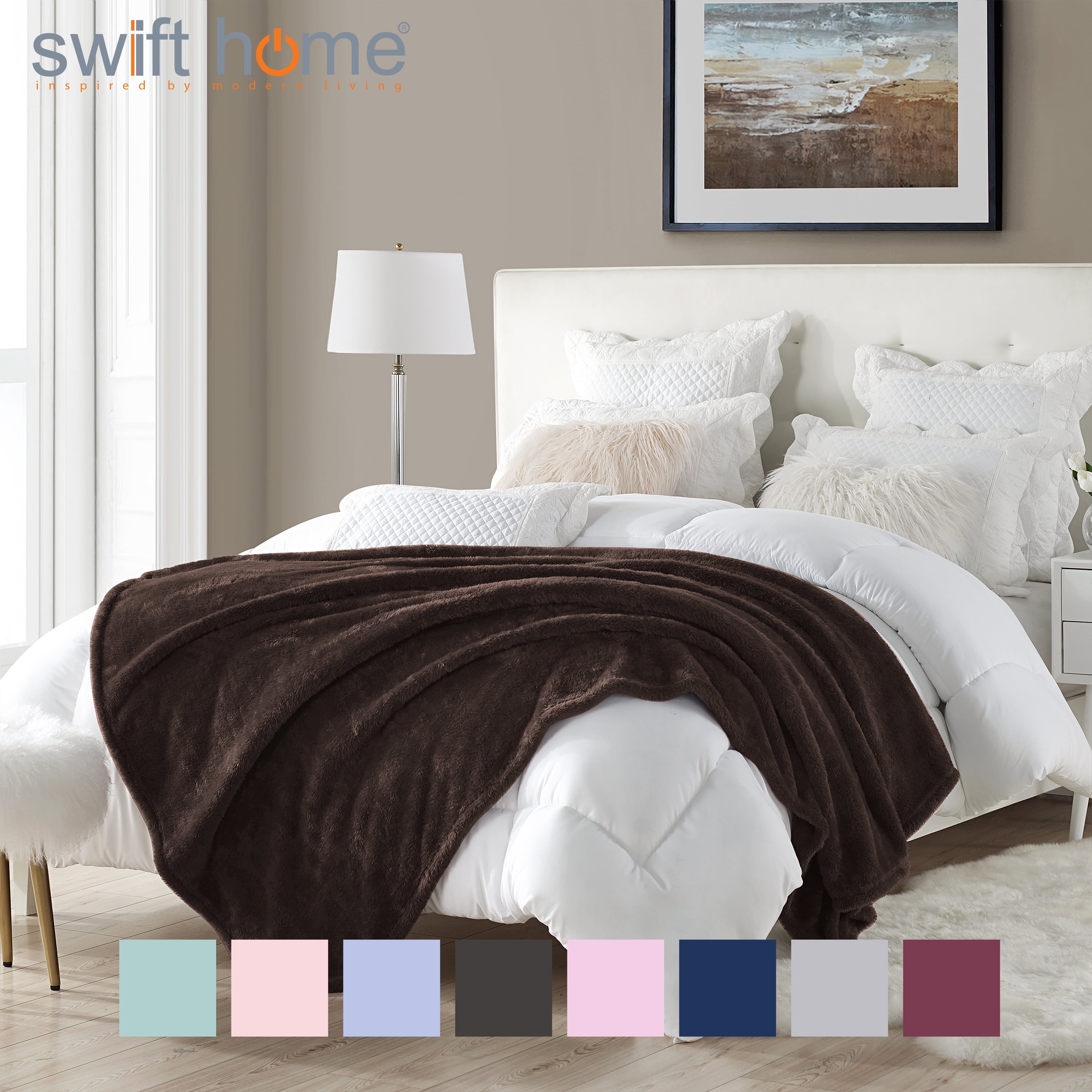 Black Faux Fur Throw Fleece Blanket Mink Sofa Bed Luxury Supreme Quality 