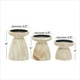 thumbnail image 4 of DecMode 3 Candle Brown Wood Short Whitewashed Candle Holder, Set of 3, 4 of 12