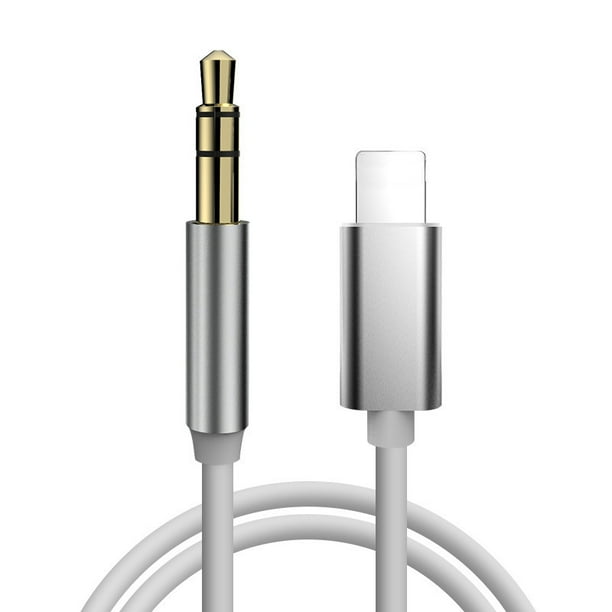 Cable auxiliar para iPhone Adaptador de cable de audio estéreo auxiliar compatible con iPhone Car Home Stereo, altavoz, auriculares-(Blanco)