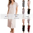 thumbnail image 3 of SELONE Long Nightgowns for Women Short Sleeve V Neck Maxi Sleepshirt Petal Sleeve Long Dress Gift for Wife Pajamas Dress, 3 of 5