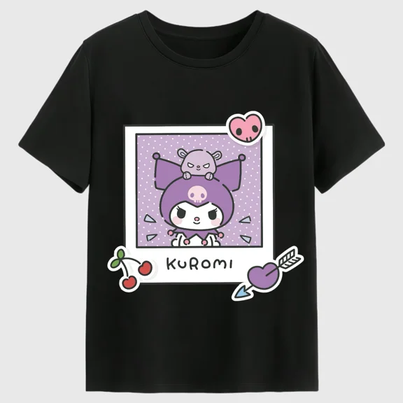 Reprint Rare Sanrio Kuromi T-Shirt Kawaii Anime Cartoon Graphic Tee Cute Chibi Unisex Top