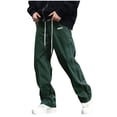 thumbnail image 2 of PNTUTB Men's Fashion Retro Solid Color Elastic Drawstring Waist Straight Leg Casual Loose Comfort Long Pants with Pockets, 2 of 6