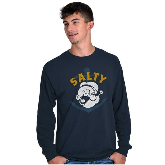 Popeye Sailor Salty Attitude Funny Long Sleeve TShirt Men Women Brisco Brands S