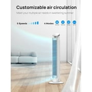 DREO Tower Fan for Home 40 inch, 90° Oscillating Bladeless Fan with Remote, 5 Speeds, 4 Modes, 12H Timer, LED Display with Touch Control, Quiet Floor Fan for Bedroom, White
