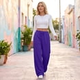 thumbnail image 5 of Rexolia Women’s Wide Leg Sweatpants with Pockets Drawstring High Waist Baggy Casual Purple 2XL, 5 of 7