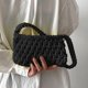 thumbnail image 5 of Bolso de viaje para mujer, bolso de hombro tejido con cuerda de algodón, bolso de ganchillo de verano (negro), 5 of 5