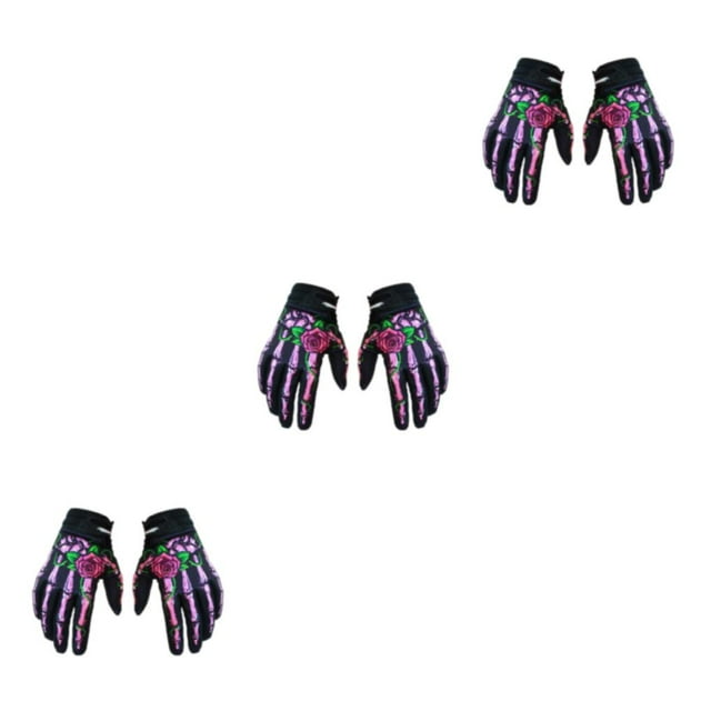 Maytalsory Lightweight And Shockproof Skeleton Riding Gloves For Autumn Winter Breathable And Comfortable Nylon Quick-drying pink L 3Set