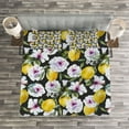 thumbnail image 3 of Ambesonne Tropical Quilted Bedspread Set 3 Pcs, Hibiscus Petals Lemons, Queen Size, Multicolor, 3 of 3