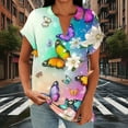 thumbnail image 4 of Ounisa Vintage Flowers V Neck Shirt for Women Boho Floral Wildflowers Graphic Tee Casual Summer Vacation Beach Short Sleeve T Shirt, 4 of 6