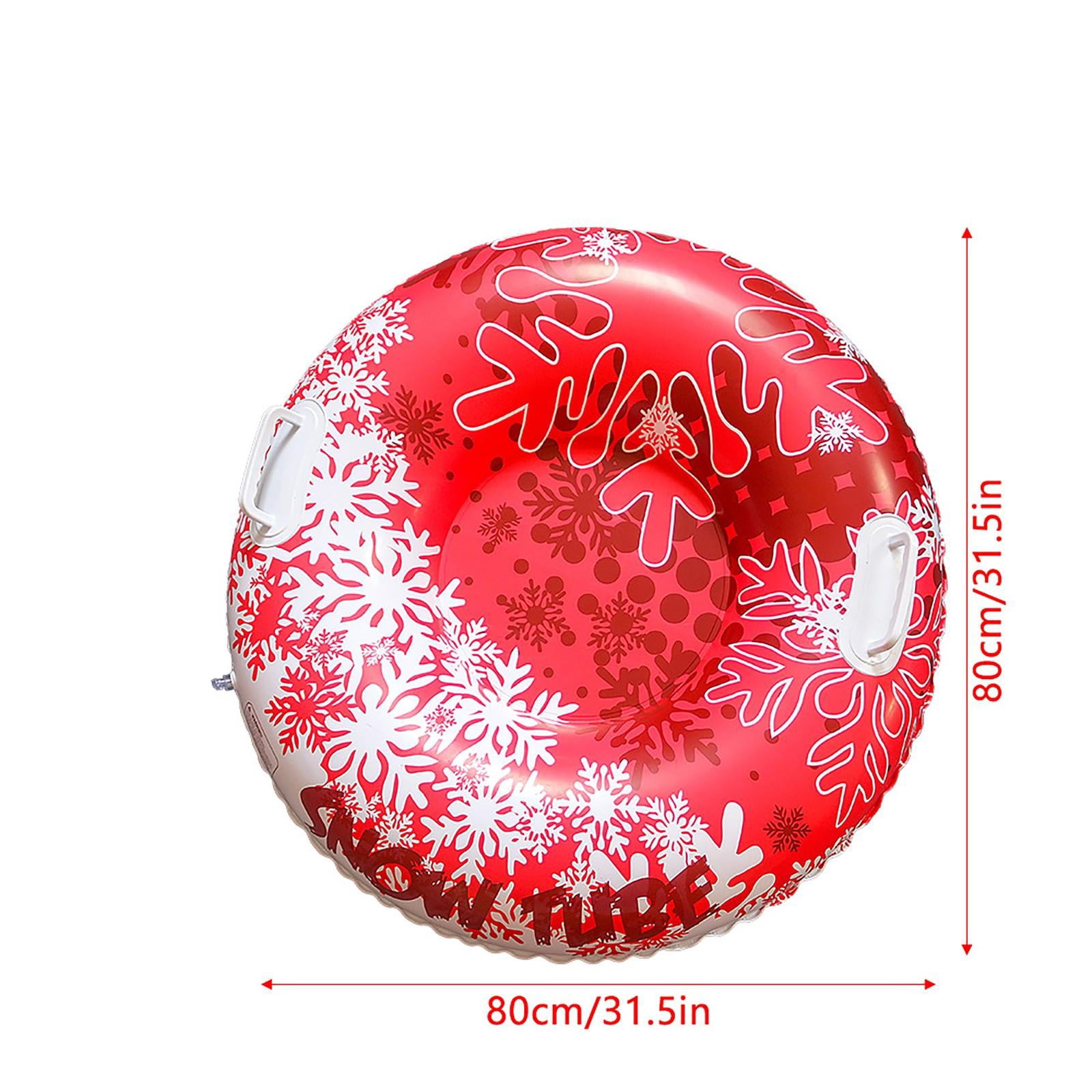 Inflatable Snow Tube for Sledding, 35-Inch Heavy-Duty Cold-Resistant Snow Sled with Reinforced Handles Anti-Tip Design, for Kids Outdoor Winter Fun Snow Tubing Sledding at Snow Hills Backyards