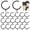 20 Black, variant on C Shaped Bypass Burnished Brass Curtain Rings,Gold Heavy Duty Iron Passing Drapery Rings with Eyelets for French Return Rods, Glide Smoothly Over Center Brackets
