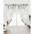 thumbnail image 3 of Swag Curtains, Spring Red Flowers Rose Floral Green Eucalyptus Rod Pocket Kitchen Curtains Valances Tier Curtains Swag Valance Curtains for Bedroom Living Room 36" x 36", 2 Panels, 3 of 6