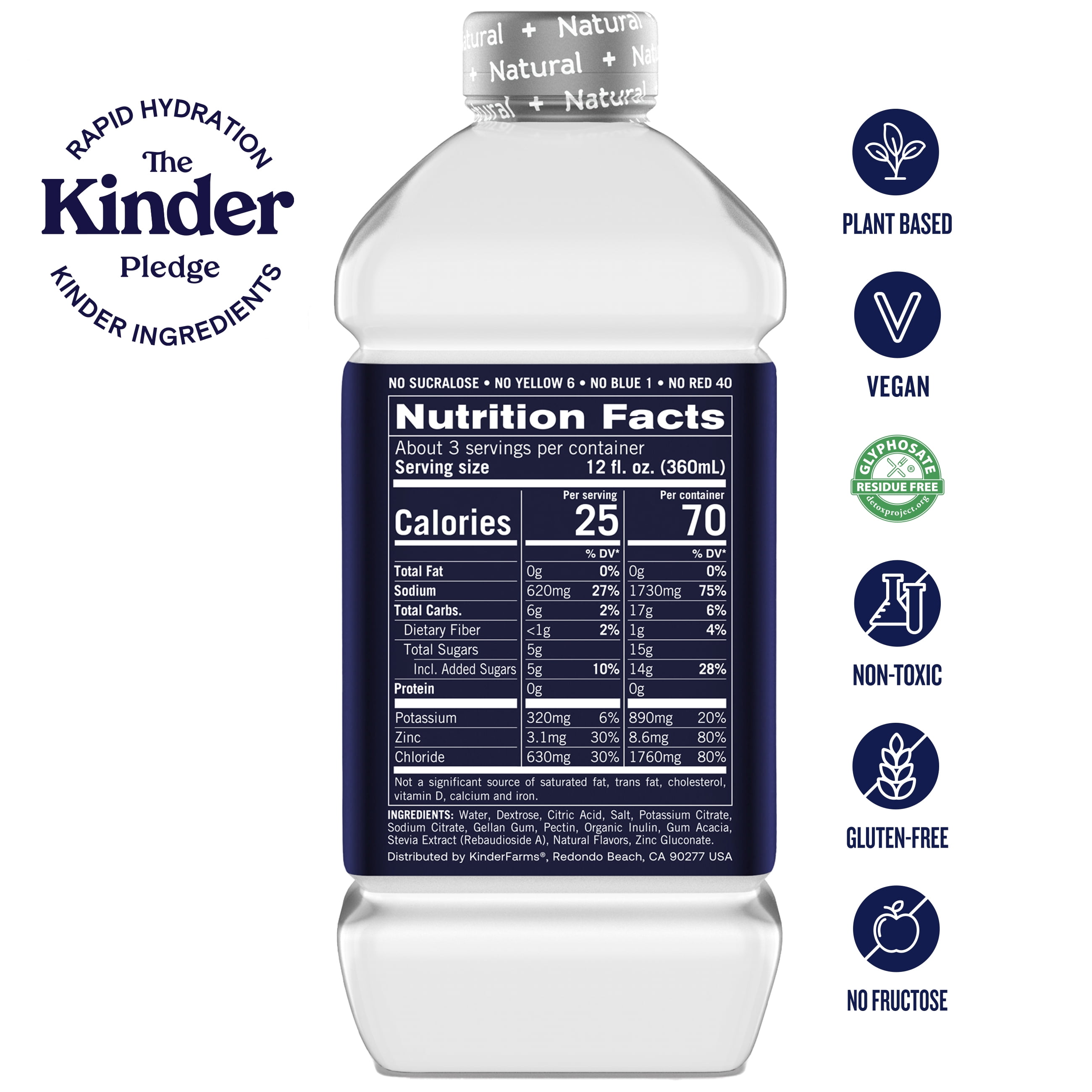 Kinderfarms KinderLyte Electrolyte Solution Drink for Kids & Adults, Coconut Lime, 33.8 fl oz Bottle