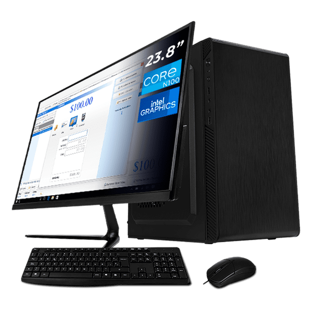 Computadora Escritorio Completa Xtreme PC Gaming Intel N100 16GB SSD 256GB Monitor 23.8 WIFI Black ideal para punto de venta y uso diario