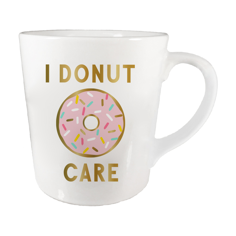 Slant Coffee Mugs 14oz. 5.25" x 3.6"H I Donut Care Mug
