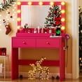 thumbnail image 4 of Ktaxon Get Ready with Me GRWM Makeup Vanity Desk with Lighted Mirror, Dressing Table W/Charging Station & Hair Dryer Rack,Pink, 4 of 8