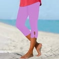 thumbnail image 2 of Capris for Women Stretch Pull on Elastic Waist Trendy Leggings 2026 Casual Summer Capri Pants Purple Pink 3XL, 2 of 4