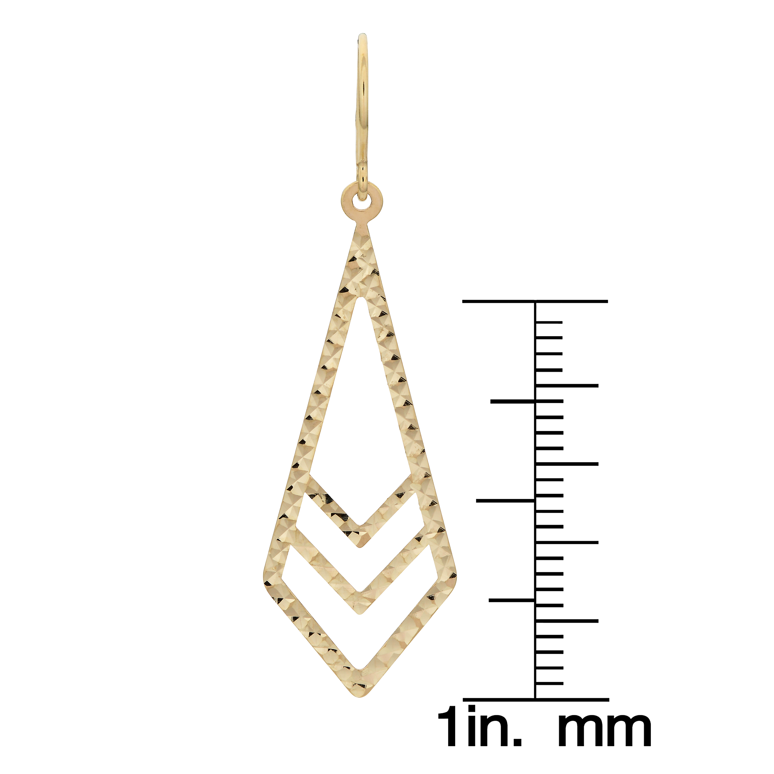 KoolJewelry 10k Yellow Gold Diamond-cut Finished Inverted Kite Style Dangle Earrings