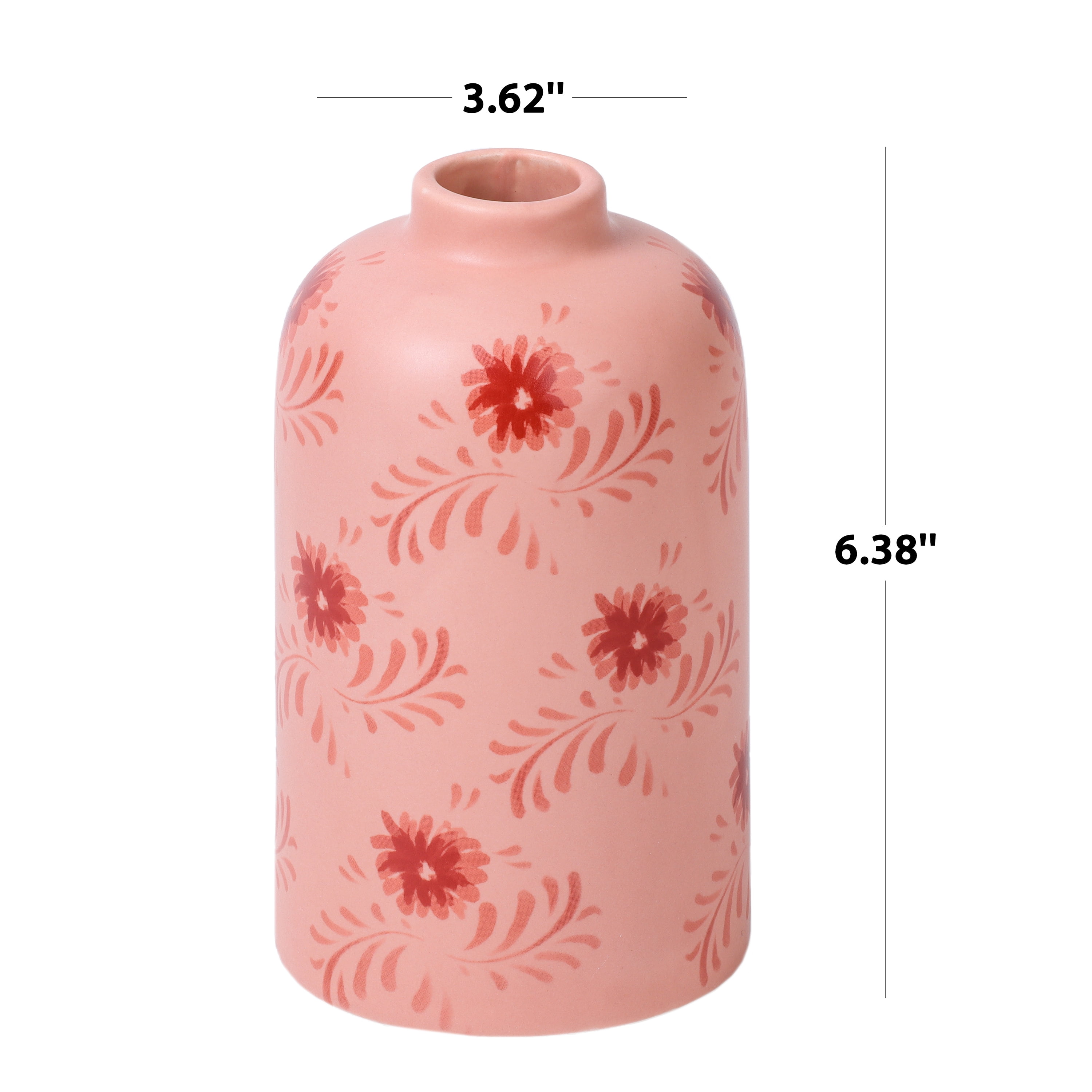 Mainstays by Becky G. & Alejandra Small 6.38 in Pink Flower Decorative Ceramic Vase